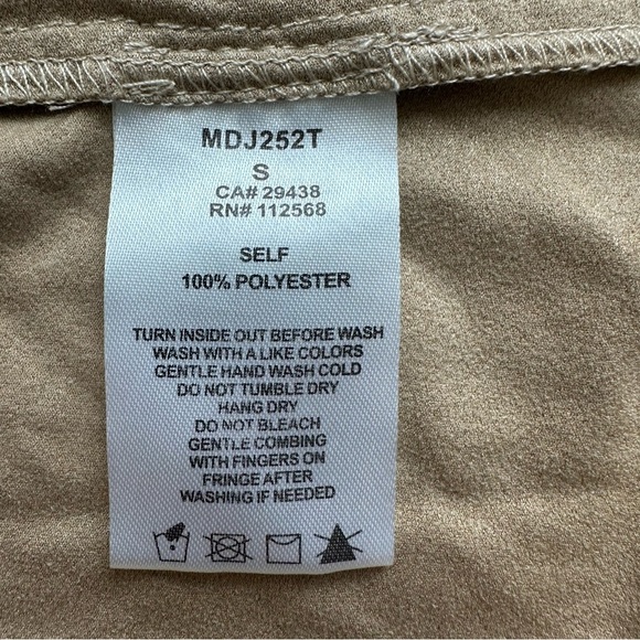 Miss Me Run Wild Faux Suede Light Brown Tan Fringe Maxi Vest Longline Duster Sm - Picture 10 of 10